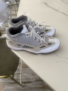 Jordan Grey and White Low-Top Sneakers